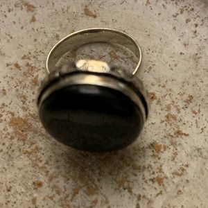 Black Onyx 925 Silver plated Ring size 7
